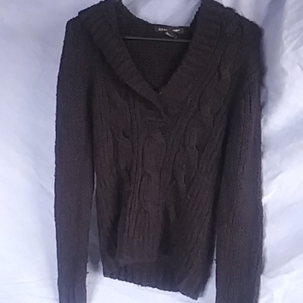 Black knit hooded sweater